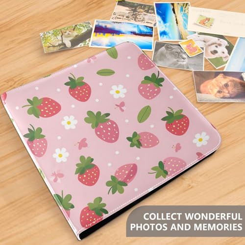 Álbum de Fotos Scrapbook Auto-Adhesivo FLildon con diseño de margaritas y fresas, anillas de 3 argollas, 40 páginas, tamaño 8x10 para recuerdos miniatura 5
