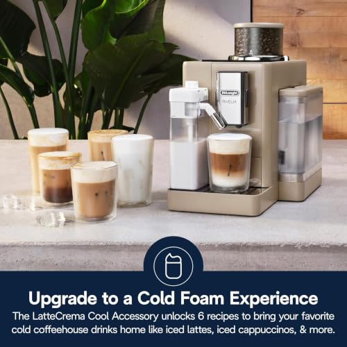 Image of De'Longhi Rivelia Automatic Espresso Machine, Grinder, Milk Frother, Beige