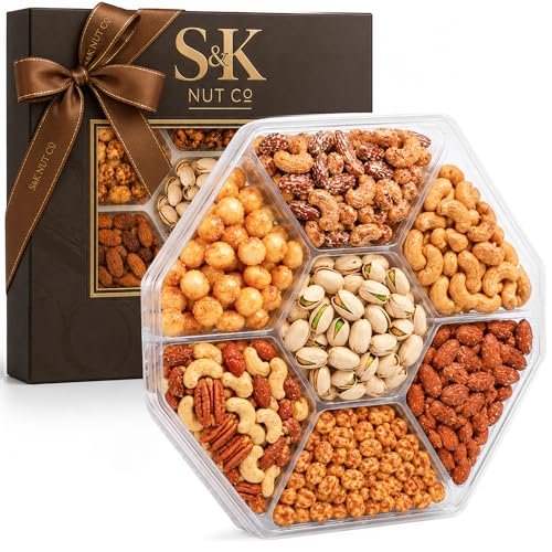 Nuts Gift Tray Gourmet Mixed Nuts Assortment With Sweet And Roasted Salted Varieties Ready To Serve Snack Gift Box For Mom Family And Thank You Occasions