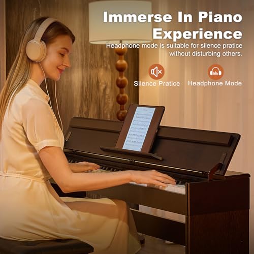 MUSTAR 88-Key Digital Piano with Weighted Keys & Pedals - Black - Image 2