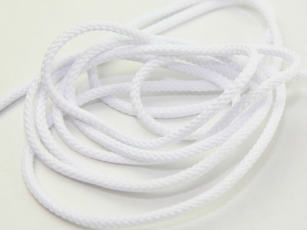 4mm wide Polyester Cord Haberdashery White - per metre