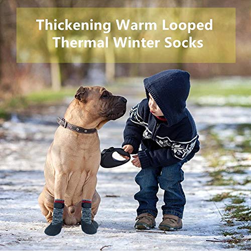 Image of Mihachi Dog Socks Rubber Sole Paw Protectors with Straps Traction Control Anti-Slip Waterproof Boots Winter Paw Protectors