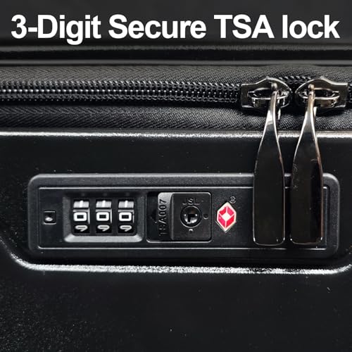 Travel in Style with 3-Piece Hardshell Luggage Set, Front Opening, TSA Lock, Expandable, Black3