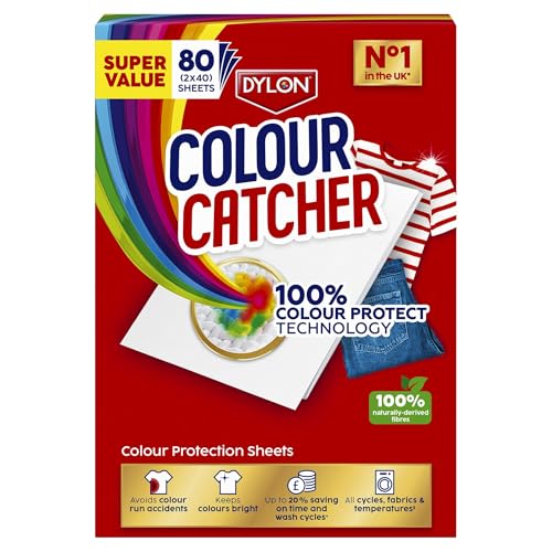 Colour Catcher Colour Protection Sheets (1 pack x 80 sheets), Colour Catcher Sheets for Mixed Colour Washes to Avoid Colour Run Accidents, Made of 100% Naturally-Derived & Biodegradable Fibres