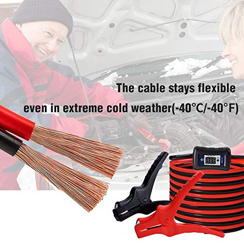 NoOne Jumper Cable 4 Gauge 18 Feet Booster Cables with LED Light & Digital Voltmeter & Reverse Hookup Alarm Signal - Thumbnail 6
