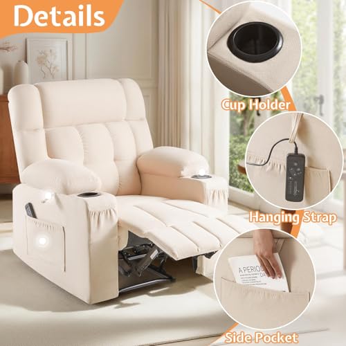 Sillón reclinable eléctrico beige tamaño oversize miniatura 5