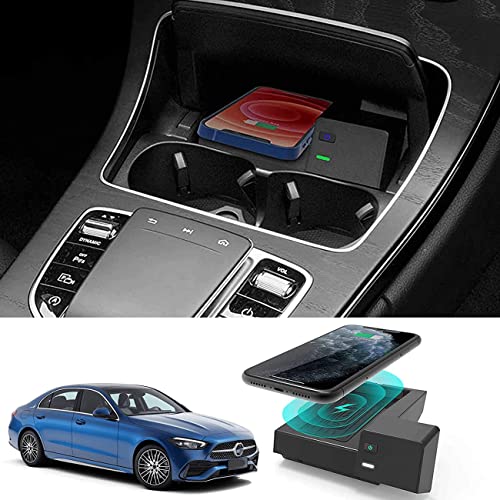 NAMEAL Wireless Car Charger Accessories Qi 10W MAX for C-Class GLC 2021 2020 2019 2018 2017 2016 2015, for Phone 13/12/11/XS/X/8 S21/S20/S10