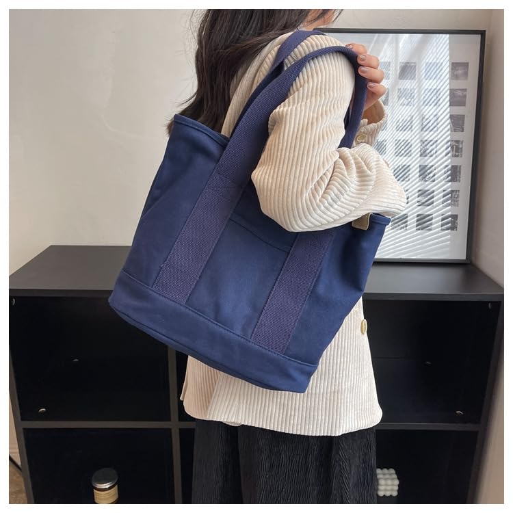 Image of Small Tote Bag with Zipper, 2024 Canvas Multi-Pocket Crossbody Bag Shoulder Bag Satchel Hobo Bag Messenger Bag