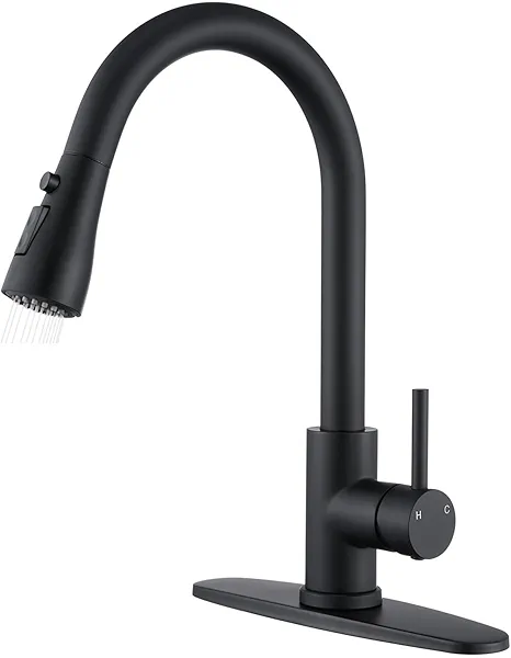 AIODZLFD Matte Black Kitchen Faucets with Pull Down Sprayer, Kitchen Sink Faucet with Pull Out Sprayer - Effortlessly Achieve Efficient Kitchen Cleaning