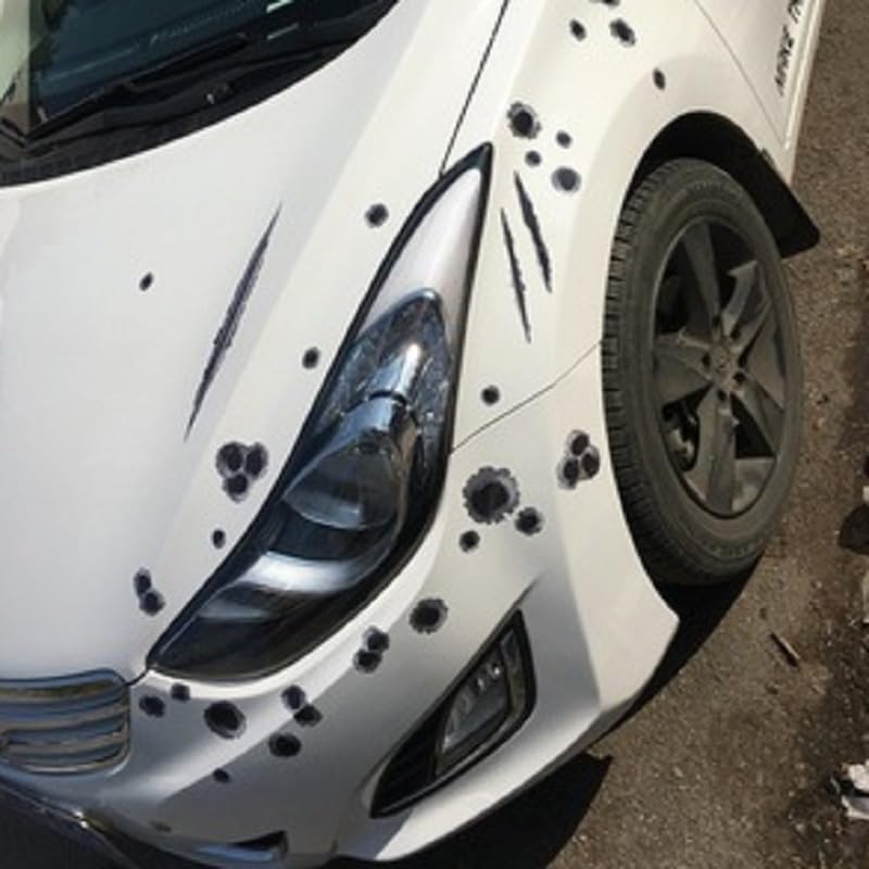 Image of 3D Bullet Hole and Scratch Car Stickers, Simulation Stereoscopic Fake Gun Bullet Holes Stickers, Automotive Tattoo Decorations, Waterproof Car Decals, Automotive Decals (Scratch)