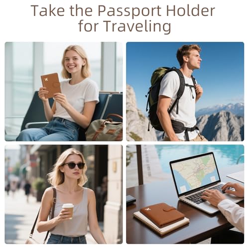 Image of ZOPPEN RFID Blocking Passport Holder Travel Wallet | RFID-blocking protects passport & cards. 4 slots, ID window, zipper pocket. PU leather, slim, light. Unisex brown.