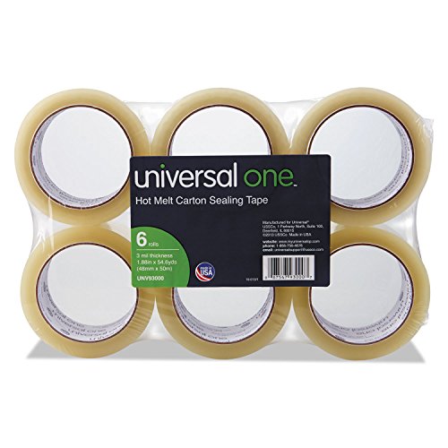 Universal UNV93000 3 in. Core 1.88 in. x 54.6 yds. Heavy-Duty Box Sealing Tape - Clear (6/Pack)
