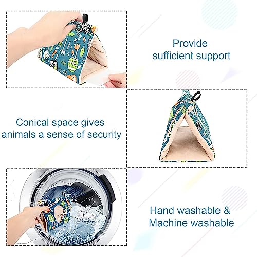 Image of Bird Nest Winter Warm House Hanging Hammock Velvet Shed Hut Cage Bird Plush Fluffy Hideaway Sleeping Bed Fuzzy for African Grey Cockatoo Parrot Parakeet Cockatiels Budgies Parakeets (Large, Blue)