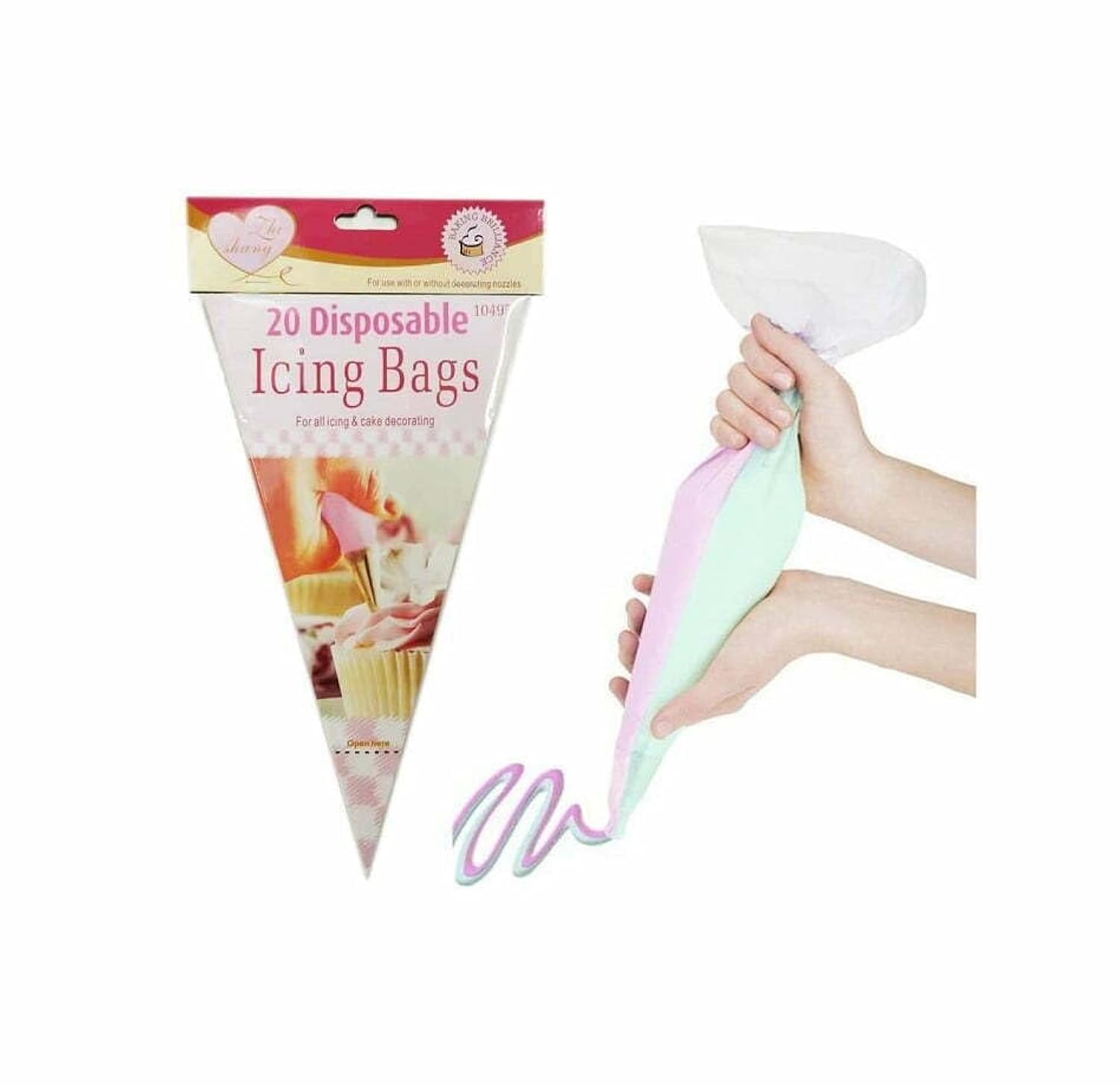 Goldedge 20 Pcs Disposable Piping Bags, Medium Icing Bags Plastic Pastry Bags, Clear Piping Bag for Cake Cupcake Dessert Cookies Decoration