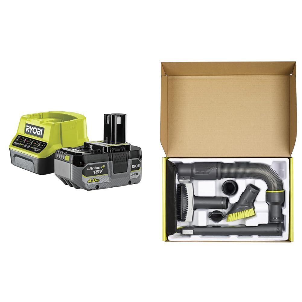 Chargeur RC18120-140XG Ryobi 18V et kit accessoires aspirateur R18HV