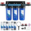 Whole House Water Filter System, Extra 2 Sets Filter, 3 Stage Home Water Filtration System Reduces Chlorine, Sediment, Odor for Healthier Skin, with 2 Valves, 3/4" Ports, for 1-2 Year Use