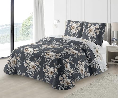 Fanny & Céline Couvre-lit Boutis épais matelassé 220x240cm avec 2 Taies 65x65cm M23-6060