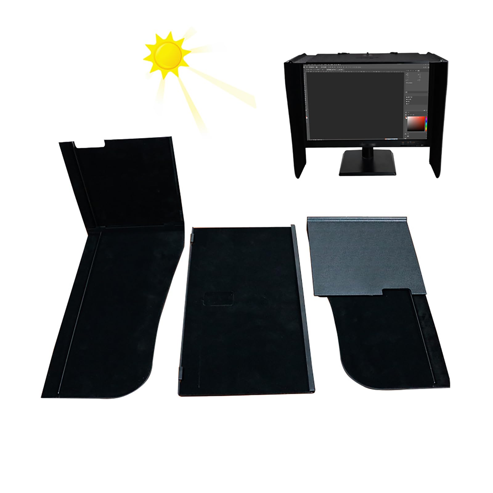 Qinpi Light Adjustable Desktop Computer Hood Sunshade, 16-28In Adjustable, Gaming Photo Retouching Visor, Anti-Peep-Proof Sun Visor, Portable Video Monitor Hood Sunshade Sunhood, Privacy Protection, For Office