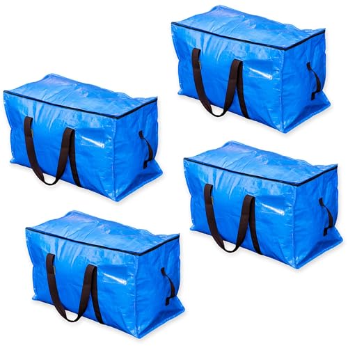 PackRite Blue Moving Bags Heavy Duty Extra Large Storage Bags with Zipper and Handles, Moving Supplies Moving Storage Bags, 23 Gallon Capacity, 4 Pack