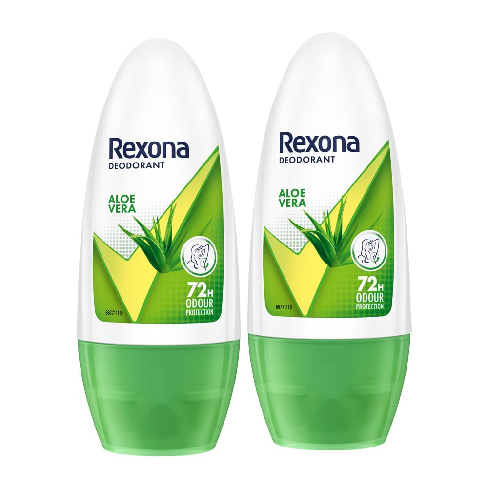 Rexona Aloe Vera Underarm Roll-On Deodorant for Women | 72 Hours Long-Lasting Odour Protection | 0% Alcohol, Safe on Skin | 50ML (Pack of 2)-image-22