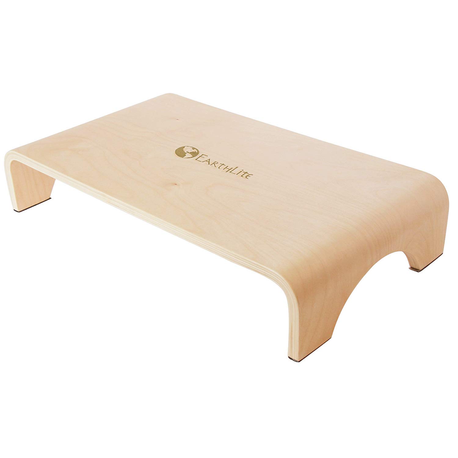 EARTHLITE Wooden Step Stool - 4'' High, Large Surface, Strong & Stable Bed Step, Foot Stool, Massage Step-Up
