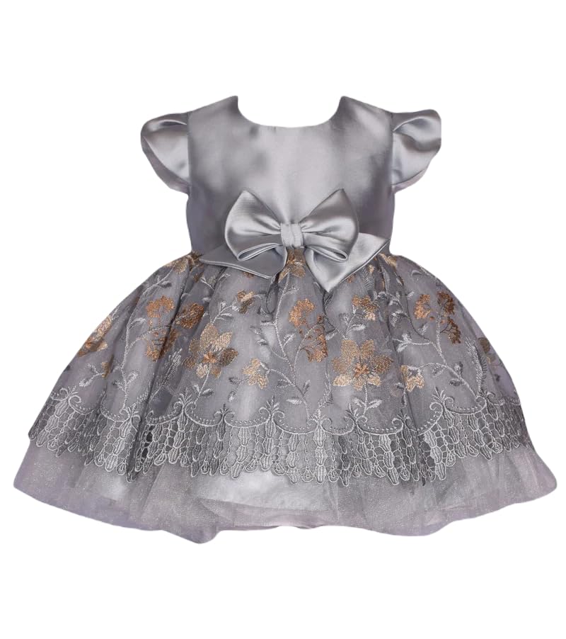 Bonnie Jean Baby Girl's Special Occasion Party Dress - for Baby, Toddler and Little Girls, Silver, 2T