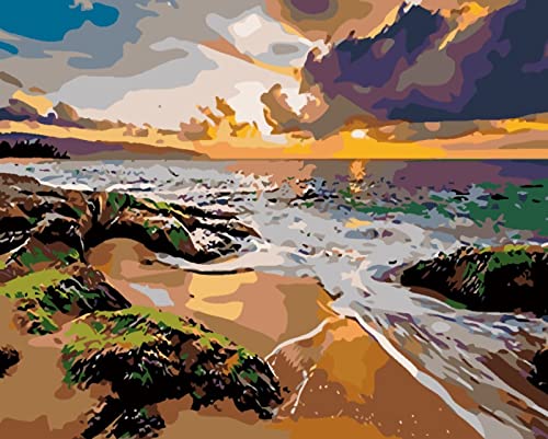 Peinture au Diamant 5D Adultes Kit Coucher de Soleil Bord de mer 30x40cm