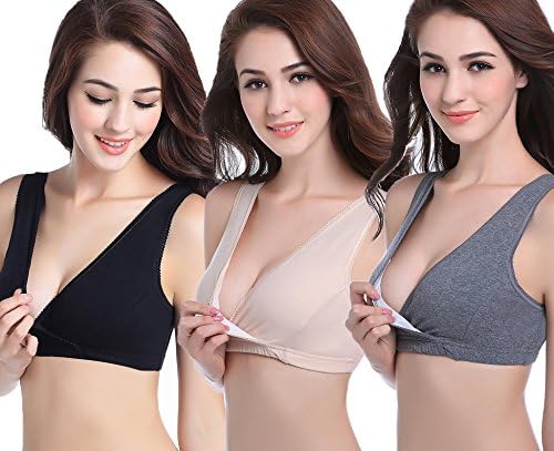 CAKYE 3 Pack Maternity Nursing Sleep Bra Breastfeeding Cotton Bralette