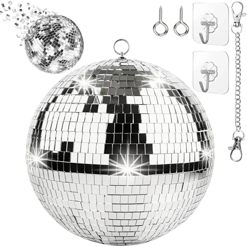 Boule à facettes rose de 15 cm, avec anneau suspendu, boule disco pour fêtes, décoration de fête, mariage, anniversaire et club