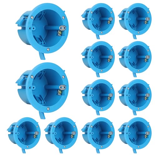 Image of XIUTE Old Work Electrical Ceiling Box，1 Gang PVC Round Electrical Box， 4.25 inch Dia，18 Cubic Inch Round Junction Box，ETL Approved (Blue, 12-Pack)