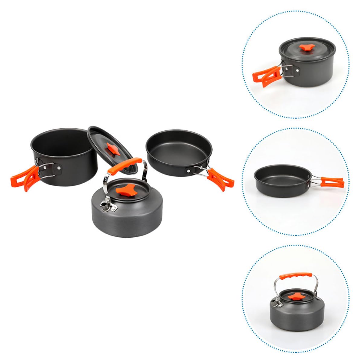 1 Juego Utensilios de Cocina para Camping Sartenes Antiadherentes Kit de Cocción Portátil para Excursiones y Picnics Personas