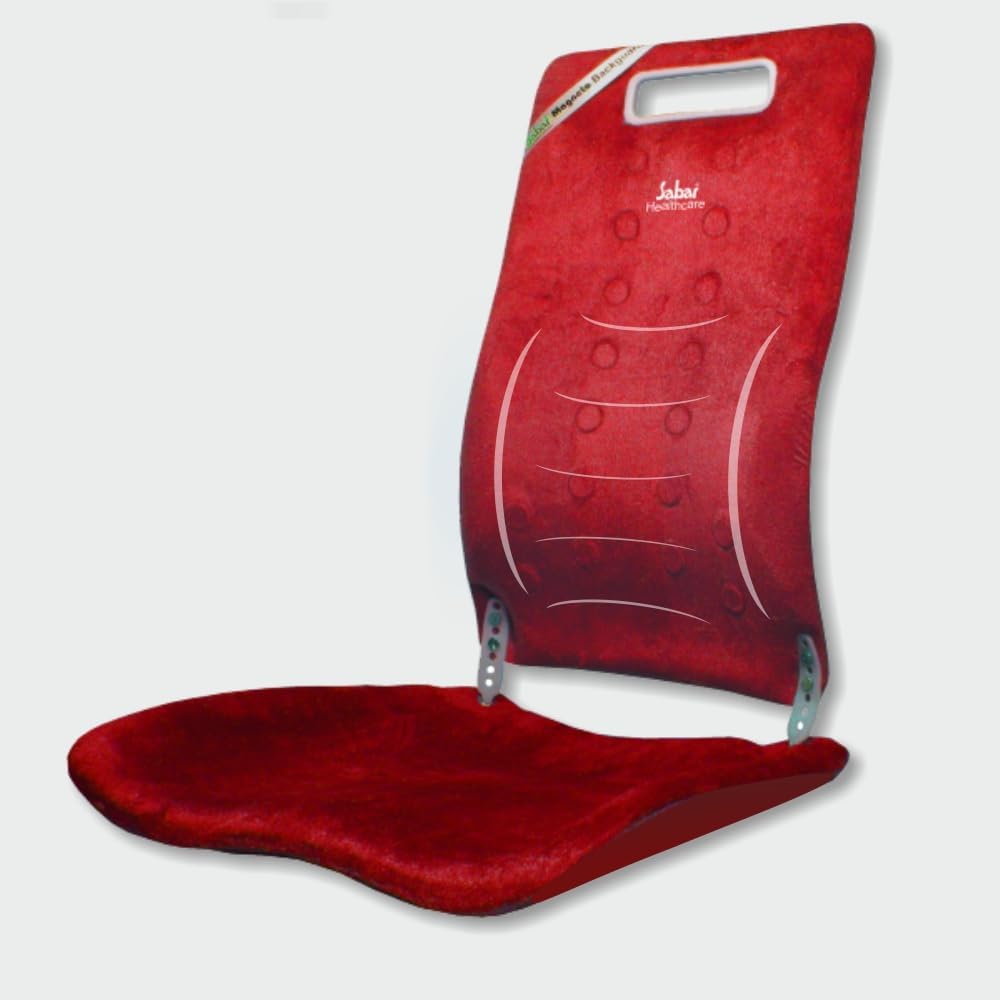 Sabar Magneto BACKGUARD™ 3091XC Orthopaedic Back & Lumbar Support for Office Chair, Car & Home | Magnetic Therapy | Pelvic Stabilization | Foldable, Lightweight & Durable (Maroon)