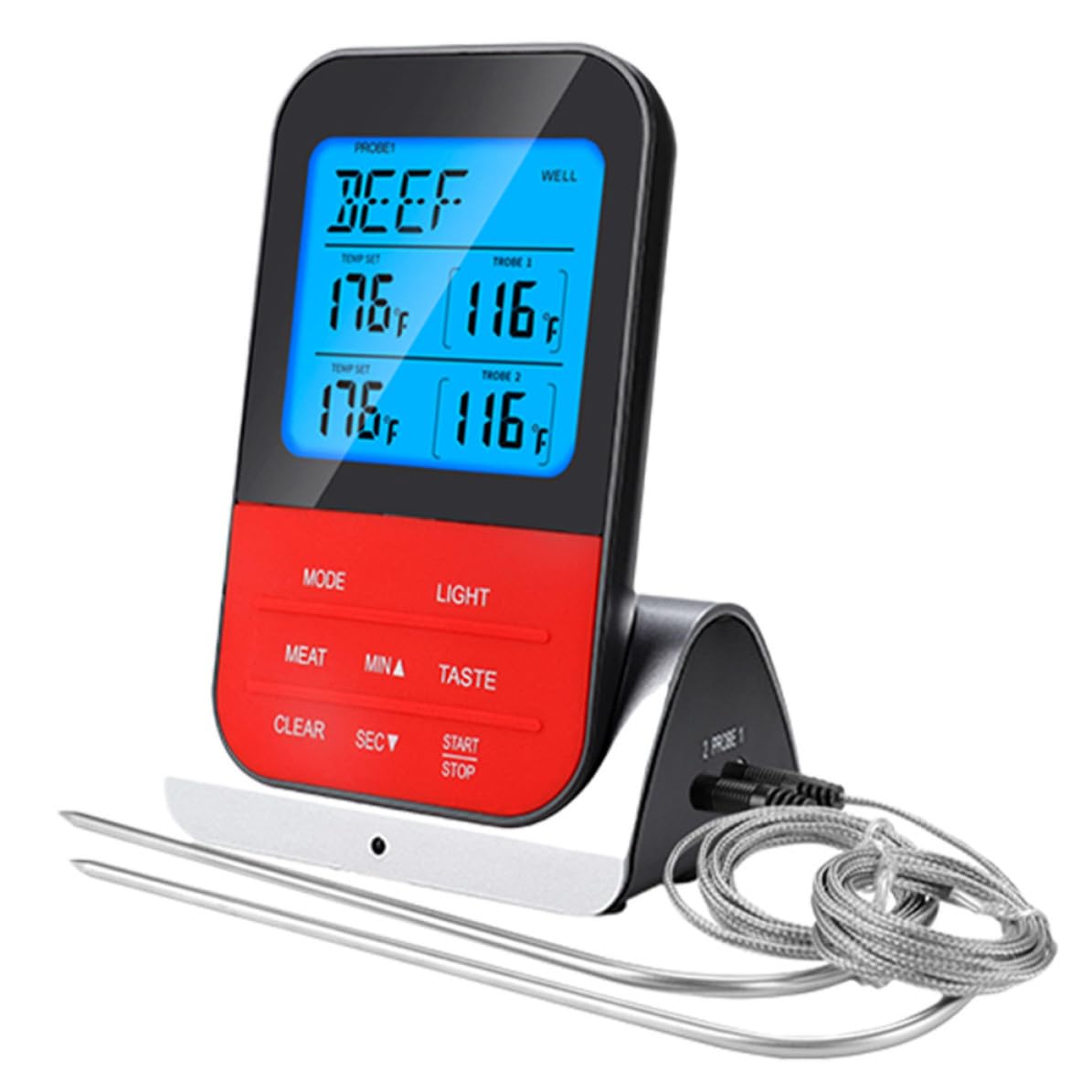 Healeved Grillthermometer kabellos mit einzigartigem orangenem Design, Temperaturbereich 0℃ 250℃, für Lamm und Kalbfleisch beim Kochen und Grillen