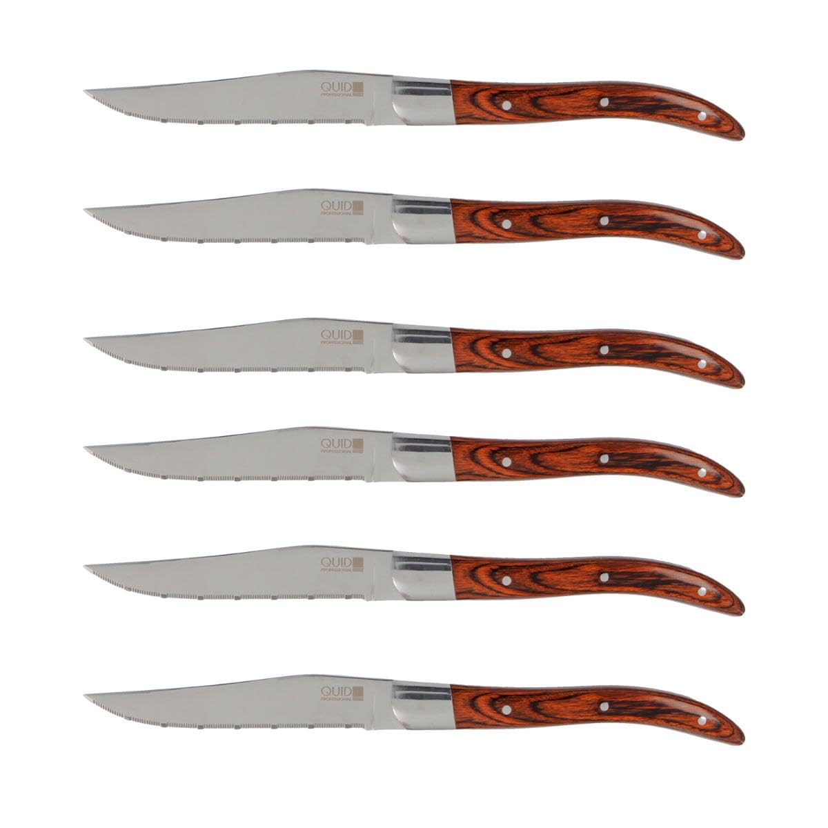 Quid Set 6 Cuchillos Carne Mango Madera Narbona Profesional