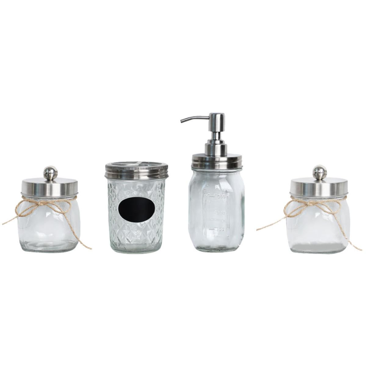 Juego de Accesorios de Baño Color Plata Vaso para Cepillo de Dientes y Botella de Loción de Vidrio para Uso Hogar y Baño