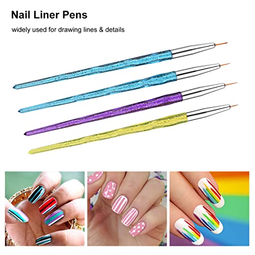8pcs Pincéis profissionais para Nail Art Canetas Acrílico UV Gel Builder Brushes Set para Nail Art D