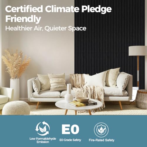 Image of AKUMAX Extra-Thick 0.7 inch Wood Slat Acoustic Wall Panels, 4 Pack 47.2 inch x 23.6 inch, 31 ft, NRC 0.80 Sound Absorbing 3D Slat Wall Paneling with Real Wood Veneer, E0 MDF and PET Felt, Black Oak