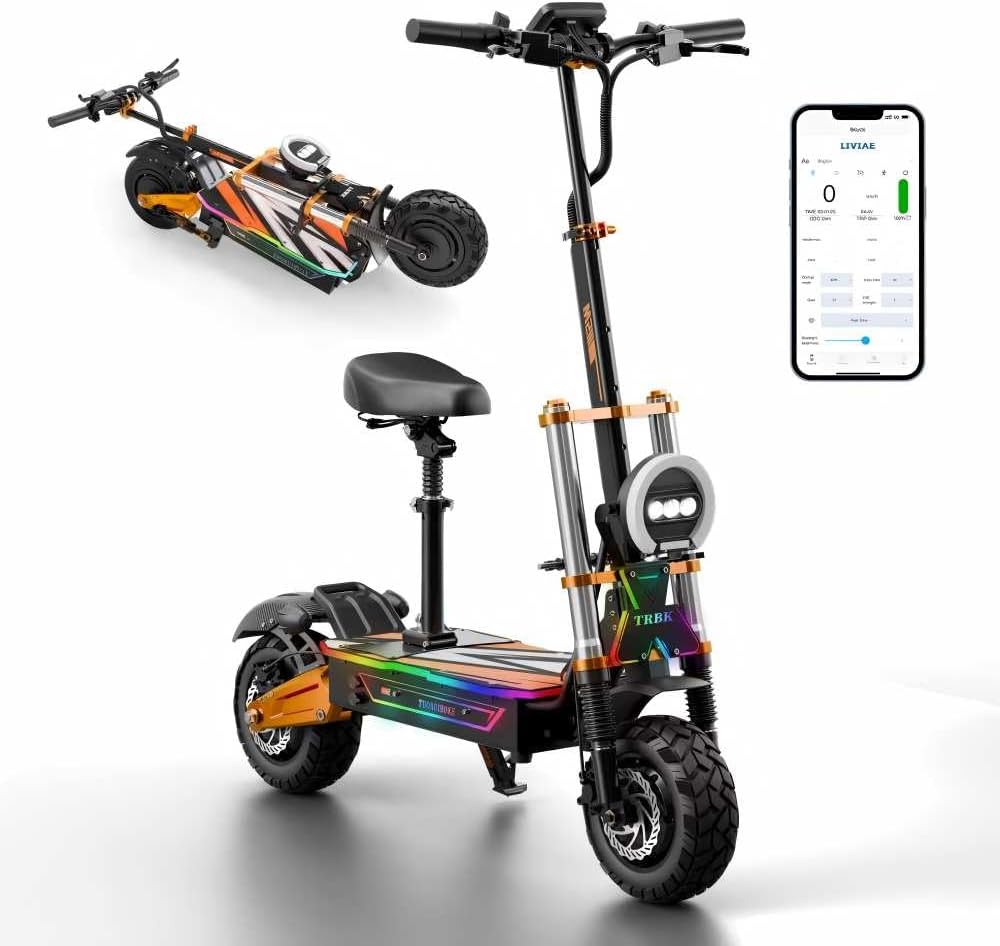 72V Adult Electric Scooter, 10000W Dual Drive, Speed up to 60 Miles per Hour, 40AHLG Lithium Battery, Range up to 70 Miles, NFC Unlock, Detachable Seats, 11 inch All Terrain Commuting Scooter