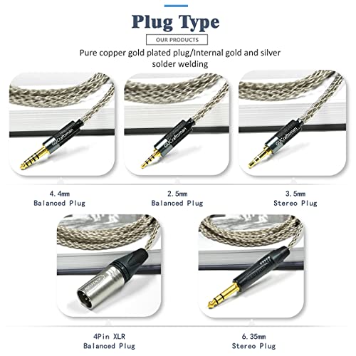 GUCraftsman 6N Single Crystal Silver Upgrade Headphone Cable 3.5mm/4.4mm/4Pin XLR Cable for Focal Clear MG Elegia Stellia Elear Clear Pro MG Celestee Elex Radiance (4.4mm Plug) by GUCraftsman - Image 6
