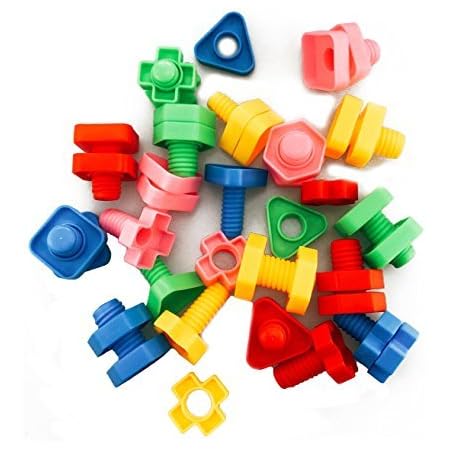 Amazon Dlonline ジャンボナットとボルト40個 職業療法自閉症 ジャンボナットボルトおもちゃ ねじナットおもちゃ ねじナットおもちゃ ねじおもちゃ ネジおもちゃ ジャンボスクリューナット 子供安全材料ナットとボルト使用 作業療法 子供安全 大工さん おもちゃ