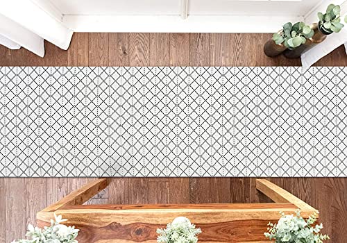 Iohouze Boho White Runner Rug -2'X8' Cotton Woven Indoor Outdoor Carpet Rugs Mats,Black White Runners For Hallways, Machine Washable Runner Rug For Kitchen Bedroom Living Room Laundry Entryway #TOP1
