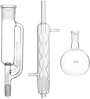 Deschem 500ml 24/40 Glass Soxhlet Extractor 50/45 Allihn Condenser & One Flat Bottom Flask