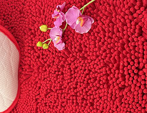 Yx-Yami Chenille Double Heart Rugs,Super Soft Anti-Skid Area Rugs Carpet, Bathroom, Bedroom, Stairs And New Home Floor Decorations (Red) #TOP5