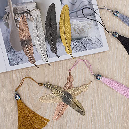 7 Pieces Vintage Metal Feather Bookmarks With Tassels And Beaded For Adults And Kids,Perfect Kids Office School Reading And Gifts And Collections,Ideal Gift For Reader, Woman And Kids. (New 7 Colors) #TOP3