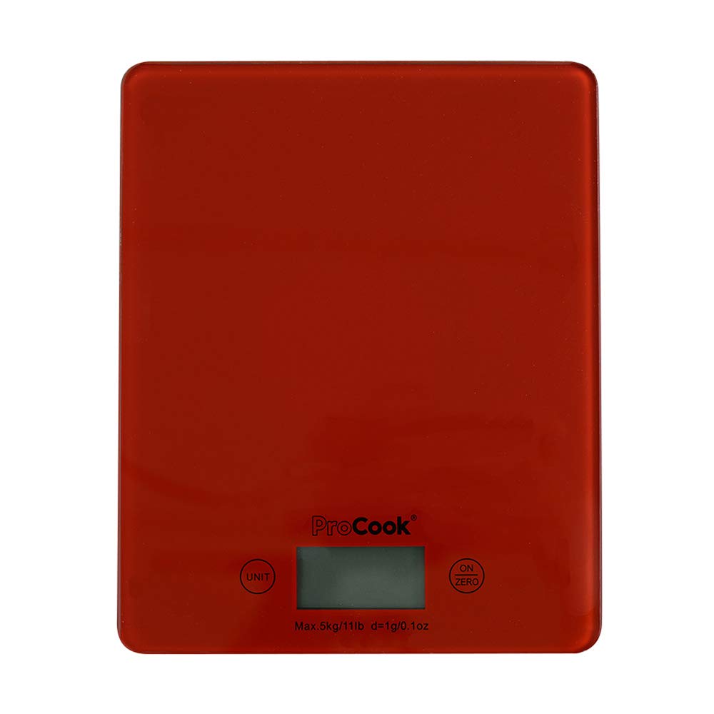 ProCook LED Electronic Glass Digital Scales Red