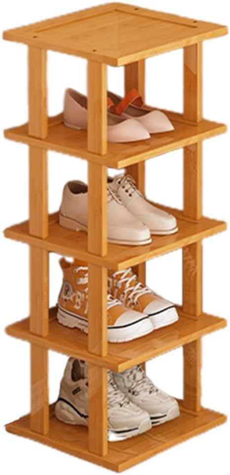 M.T. BROTHERS Standing Shoe Racks, Stackable | Beautiful | Natural | Functional | Sturdy, Bamboo Shoe Rack for Hallway Closet Living Room Entryway Organizer (25 CM, 5 Floor)
