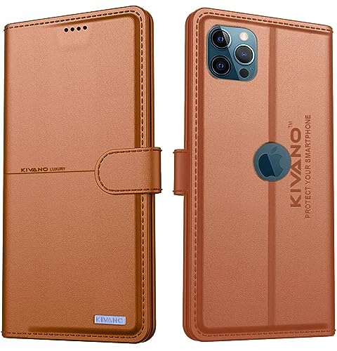 Image of KIVANO Compatible with Apple iPhone 12 Pro Max Flip Cover | Leather Finish | Inside Pockets & Inbuilt Stand | Shockproof Wallet Style Magnetic Closure Back Cover Case