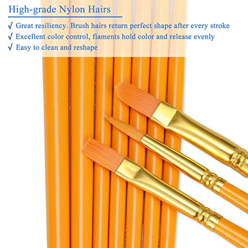 Image of BOSOBO Assorted Nylon Acrylic Artist Paint Brushes Set,Orange,30 Pcs