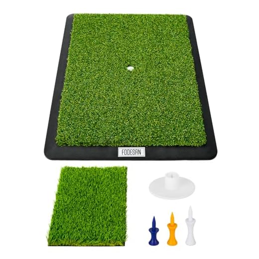 Golf Swing Trainer Mat for Practice & Training – Replaceable Turf Mat – Non-Slip Rubber Base for Indoor & Outdoor Use – Includes Tees – Golf Gift for Beginners & Pros