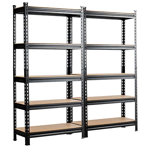 Tangkula 5-Shelf Steel Shelving Unit Storage Shelves, 60in Heavy Duty Storage Rack